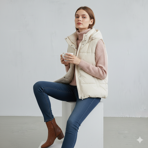 Damenweste ohne Ärmel | Warm & Lässig für Herbst/Winter