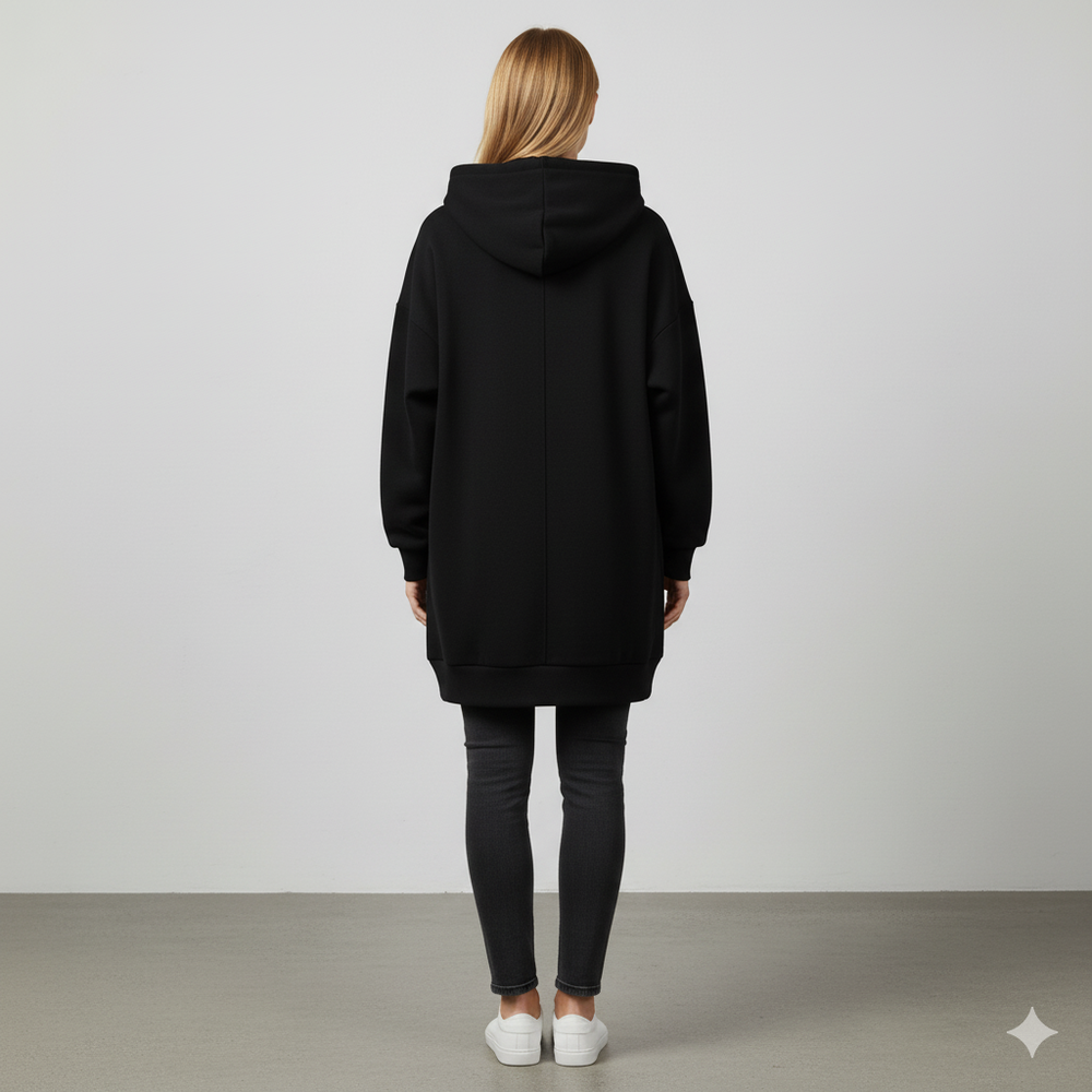 Langer Damen Hoodie mit Reißverschluss | Warm & Bequem für Winter