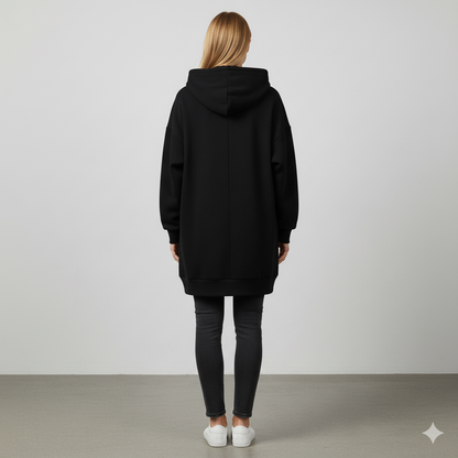 Langer Damen Hoodie mit Reißverschluss | Warm & Bequem für Winter