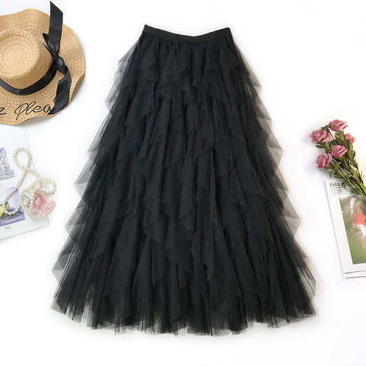 Caroline – Netz Gauze Puffiges Hochtaillen-Kleid