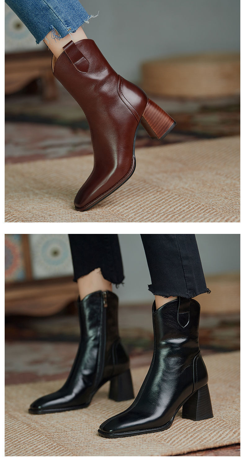 Catherine – Damen Stiefeletten mit Hohem Absatz und Eckigem Zeh