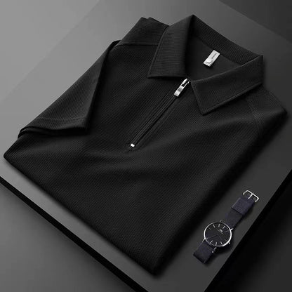 Jon – Sommerliches Polo-Shirt mit Halb-Zip und Blasenstoff