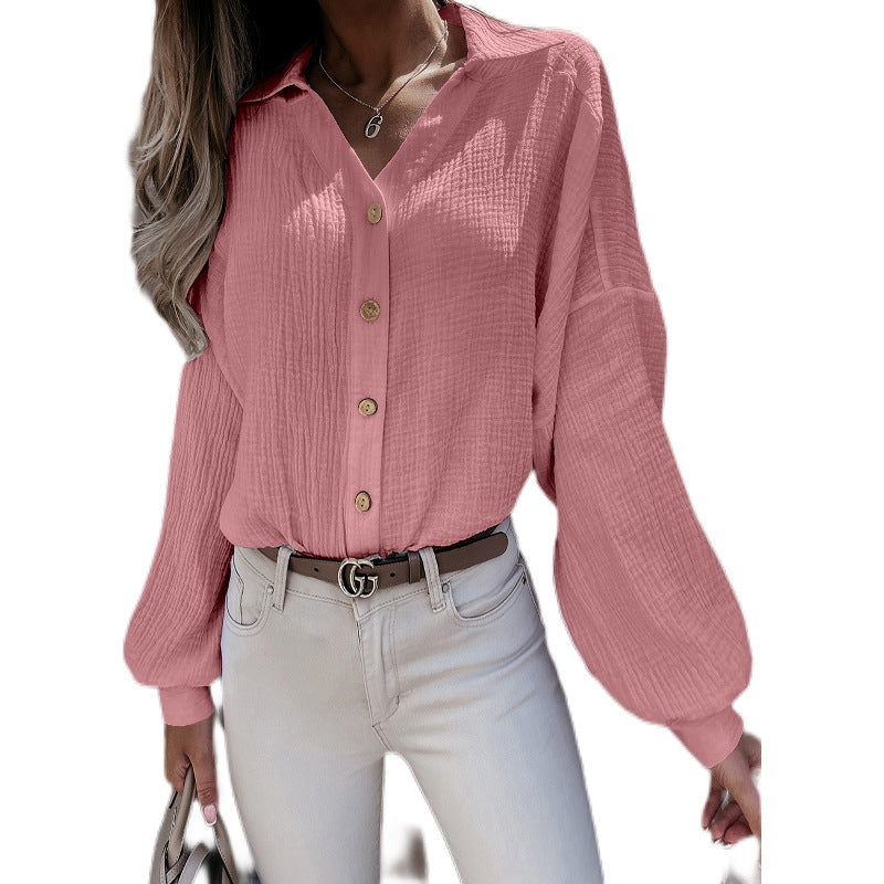 Laura – V-Ausschnitt Laternenärmel Bluse