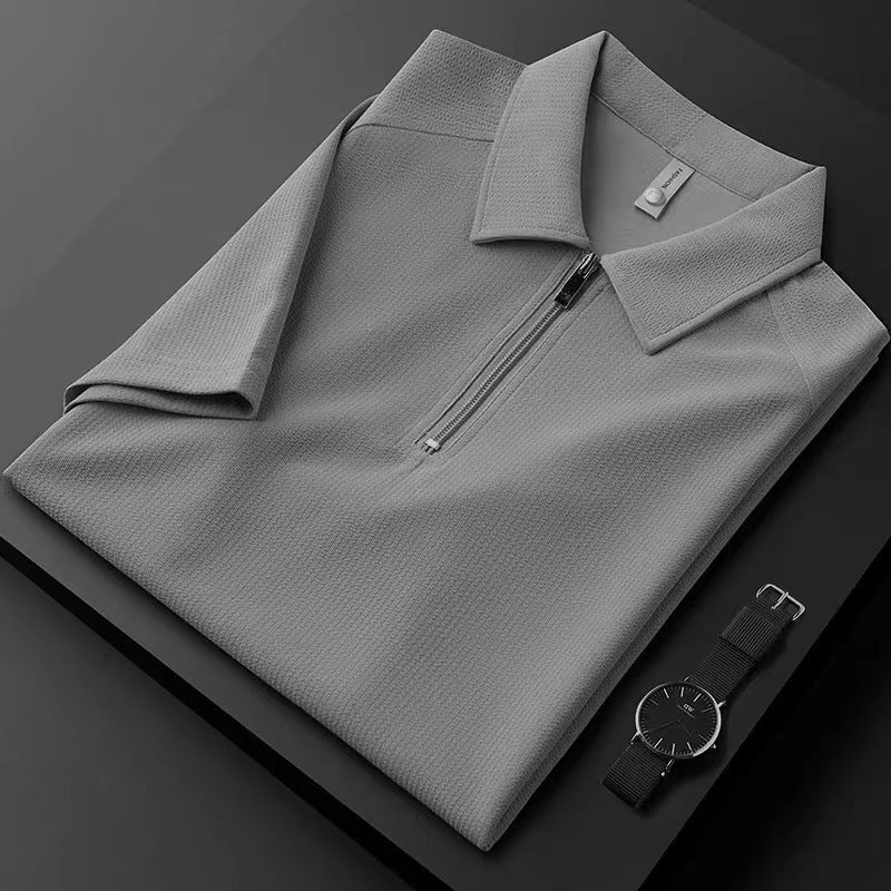 Jon – Sommerliches Polo-Shirt mit Halb-Zip und Blasenstoff