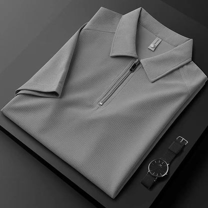 Jon – Sommerliches Polo-Shirt mit Halb-Zip und Blasenstoff